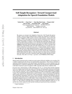 Self-Taught Recognizer: Toward Unsupervised Adaptation for Speech
  Foundation Models