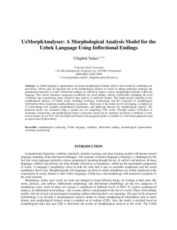 UzMorphAnalyser: A Morphological Analysis Model for the Uzbek Language
  Using Inflectional Endings