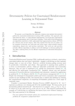 Deterministic Policies for Constrained Reinforcement Learning in
  Polynomial-Time