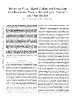 Survey on Visual Signal Coding and Processing with Generative Models:
  Technologies, Standards and Optimization