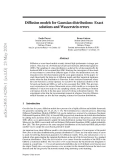 Diffusion models for Gaussian distributions: Exact solutions and Wasserstein errors