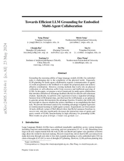 Towards Efficient LLM Grounding for Embodied Multi-Agent Collaboration