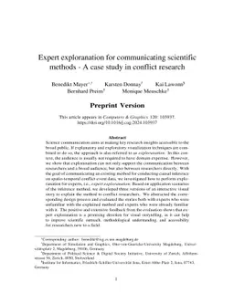 Expert exploranation for communicating scientific methods -- A case
  study in conflict research