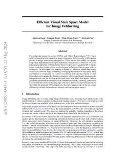 Efficient Visual State Space Model for Image Deblurring