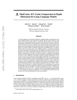 MiniCache: KV Cache Compression in Depth Dimension for Large Language
  Models