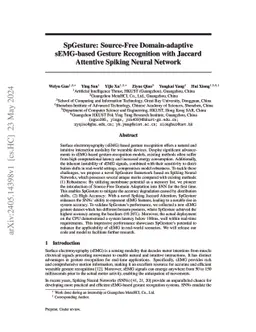 SpGesture: Source-Free Domain-adaptive sEMG-based Gesture Recognition
  with Jaccard Attentive Spiking Neural Network