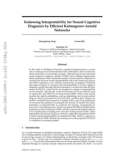 Endowing Interpretability for Neural Cognitive Diagnosis by Efficient
  Kolmogorov-Arnold Networks