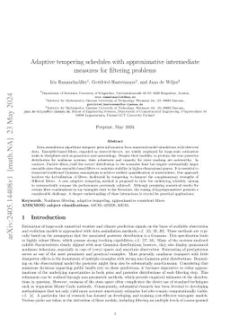 Adaptive tempering schedules with approximative intermediate measures
  for filtering problems