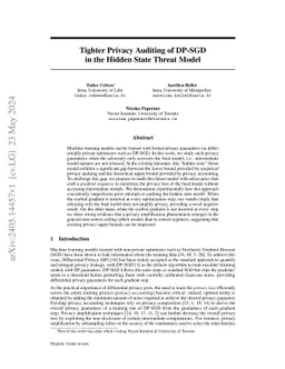 Tighter Privacy Auditing of DP-SGD in the Hidden State Threat Model