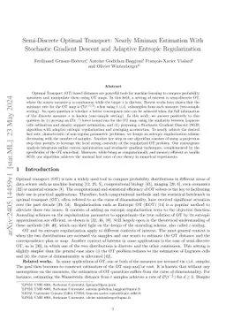 Semi-Discrete Optimal Transport: Nearly Minimax Estimation With
  Stochastic Gradient Descent and Adaptive Entropic Regularization