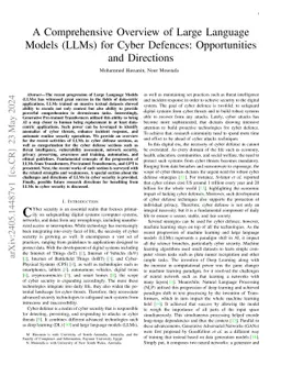 A Comprehensive Overview of Large Language Models (LLMs) for Cyber
  Defences: Opportunities and Directions