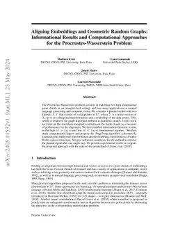 Aligning Embeddings and Geometric Random Graphs: Informational Results
  and Computational Approaches for the Procrustes-Wasserstein Problem