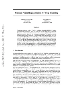 Nuclear Norm Regularization for Deep Learning