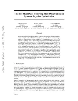 This Too Shall Pass: Removing Stale Observations in Dynamic Bayesian
  Optimization