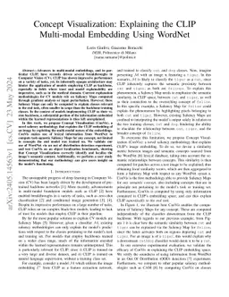 Concept Visualization: Explaining the CLIP Multi-modal Embedding Using
  WordNet