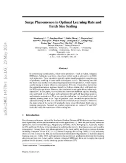 Surge Phenomenon in Optimal Learning Rate and Batch Size Scaling