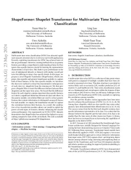 ShapeFormer: Shapelet Transformer for Multivariate Time Series
  Classification