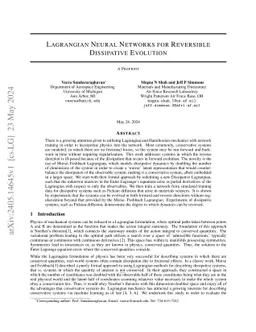 Lagrangian Neural Networks for Reversible Dissipative Evolution