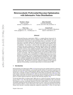Heteroscedastic Preferential Bayesian Optimization with Informative
  Noise Distributions