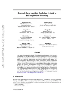Invisible Backdoor Attack against Self-supervised Learning