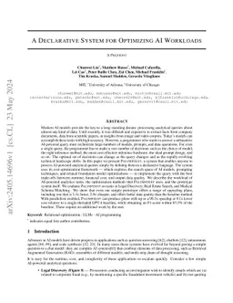 A Declarative System for Optimizing AI Workloads