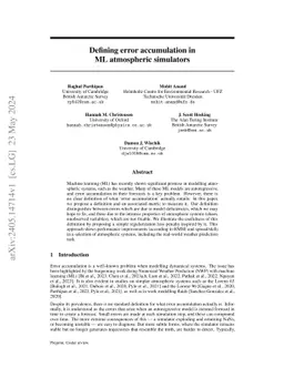 Defining error accumulation in ML atmospheric simulators