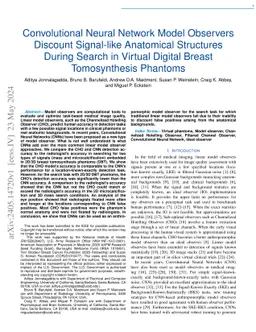 Convolutional Neural Network Model Observers Discount Signal-like
  Anatomical Structures During Search in Virtual Digital Breast Tomosynthesis
  Phantoms