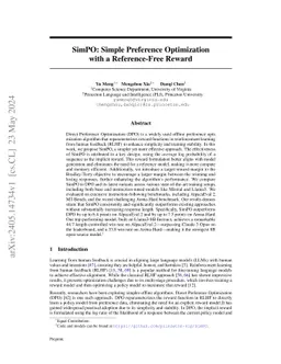 SimPO: Simple Preference Optimization with a Reference-Free Reward