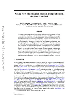 Metric Flow Matching for Smooth Interpolations on the Data Manifold