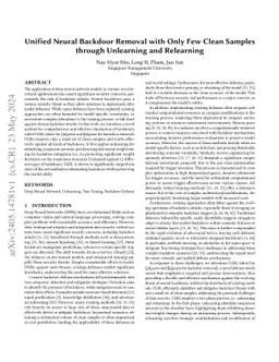 Unified Neural Backdoor Removal with Only Few Clean Samples through Unlearning and Relearning