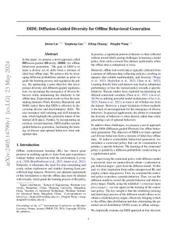 DIDI: Diffusion-Guided Diversity for Offline Behavioral Generation