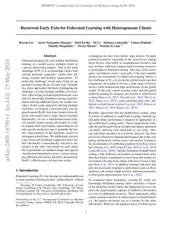 Recurrent Early Exits for Federated Learning with Heterogeneous Clients