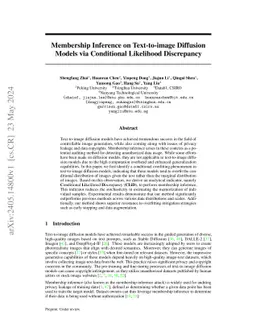 Membership Inference on Text-to-Image Diffusion Models via Conditional
  Likelihood Discrepancy