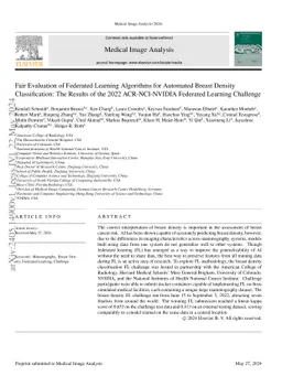 Fair Evaluation of Federated Learning Algorithms for Automated Breast
  Density Classification: The Results of the 2022 ACR-NCI-NVIDIA Federated
  Learning Challenge