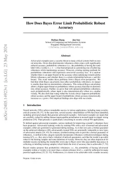 How Does Bayes Error Limit Probabilistic Robust Accuracy