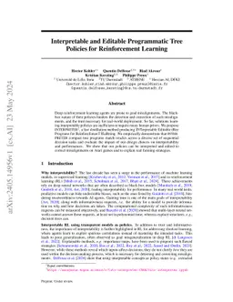 Interpretable and Editable Programmatic Tree Policies for Reinforcement
  Learning
