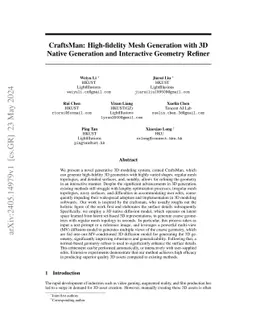 CraftsMan3D: High-fidelity Mesh Generation with 3D Native Generation and Interactive Geometry Refiner