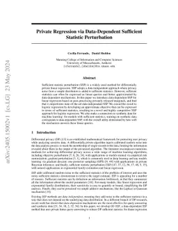 Private Regression via Data-Dependent Sufficient Statistic Perturbation