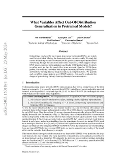 What Variables Affect Out-Of-Distribution Generalization in Pretrained
  Models?