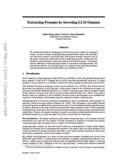 Extracting Prompts by Inverting LLM Outputs