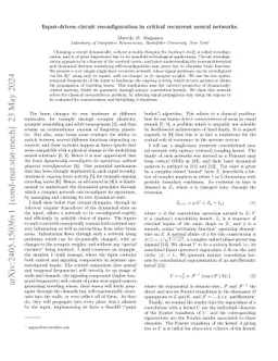 Input-driven circuit reconfiguration in critical recurrent neural
  networks.Marcelo O. Magnasco