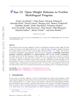 Aya 23: Open Weight Releases to Further Multilingual Progress