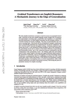 Grokked Transformers are Implicit Reasoners: A Mechanistic Journey to
  the Edge of Generalization