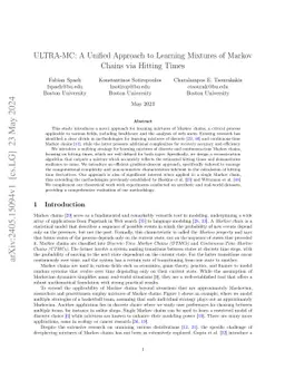 ULTRA-MC: A Unified Approach to Learning Mixtures of Markov Chains via
  Hitting Times