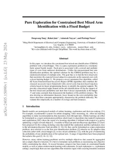 Pure Exploration for Constrained Best Mixed Arm Identification with a
  Fixed Budget