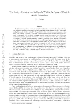 The Rarity of Musical Audio Signals Within the Space of Possible Audio
  Generation