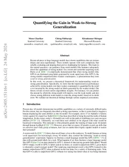 Quantifying the Gain in Weak-to-Strong Generalization