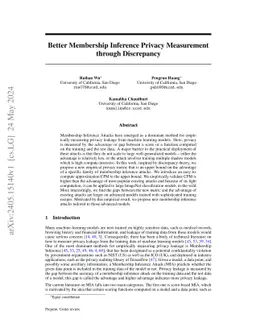 Better Membership Inference Privacy Measurement through Discrepancy