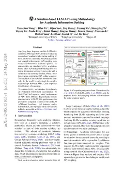 SoAy: A Solution-based LLM API-using Methodology for Academic Information Seeking