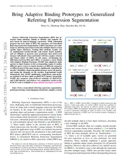 Bring Adaptive Binding Prototypes to Generalized Referring Expression Segmentation